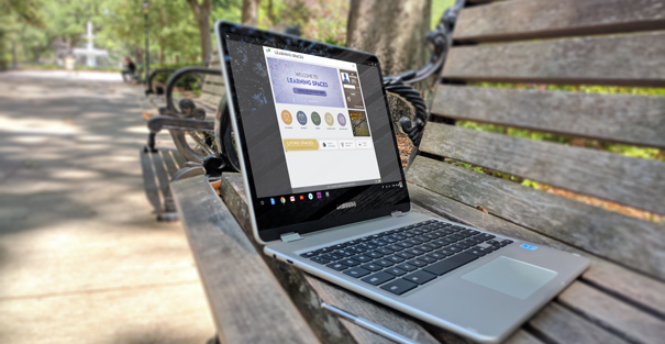 Samsung Chromebook running a OnPoint custom interface for Learning Spaces